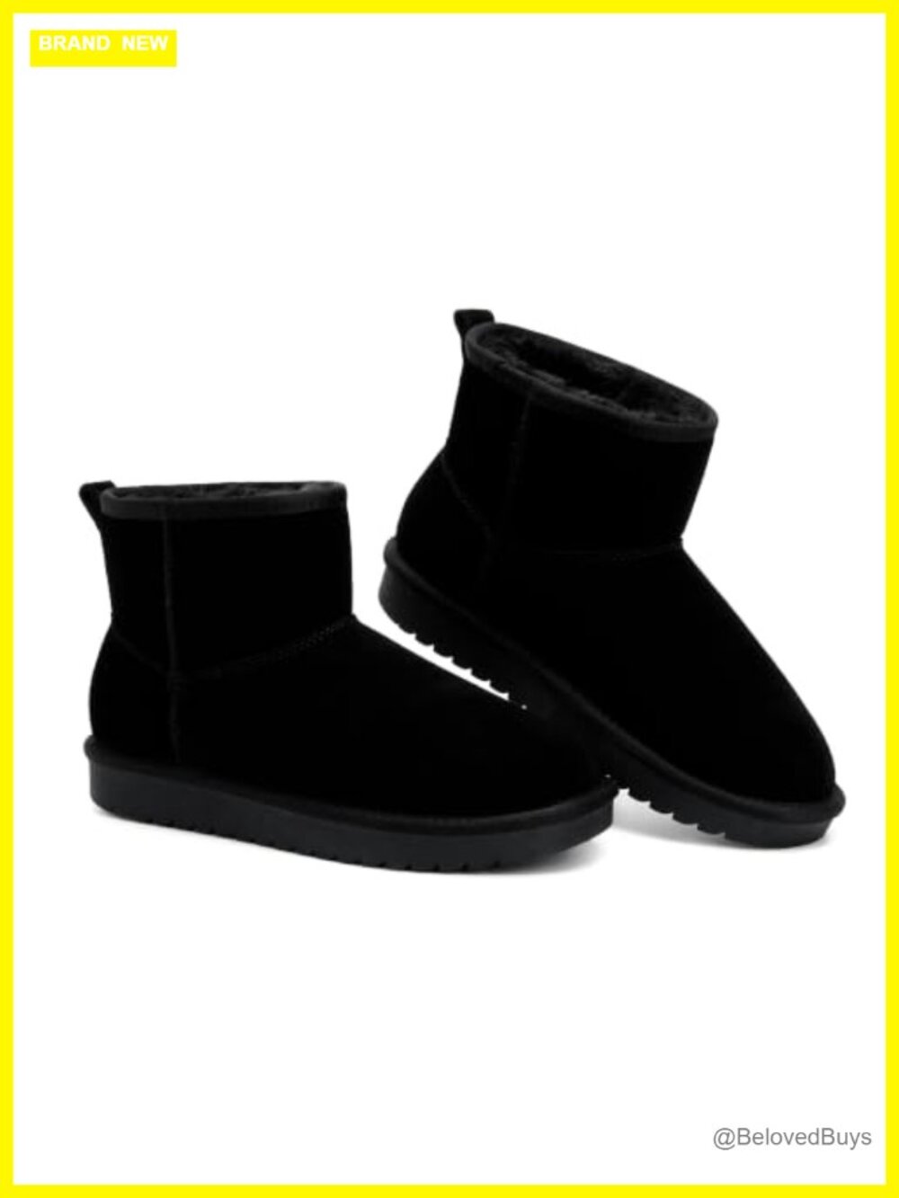 Genuine Suede Leather Women's Ankle Mini Boots - Winter Snow Booties, Faux Fur